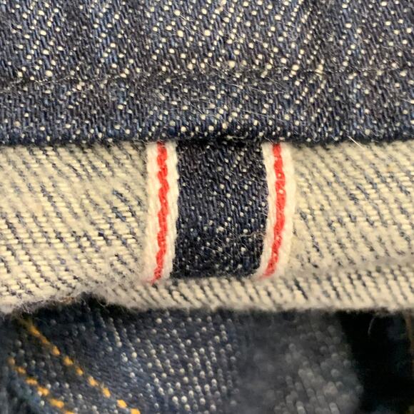 3 X 1 Size 36 Blue Indigo Cotton Selvedge Twill Contrast Stitch Button Fly Jeans - Picture 5 of 8